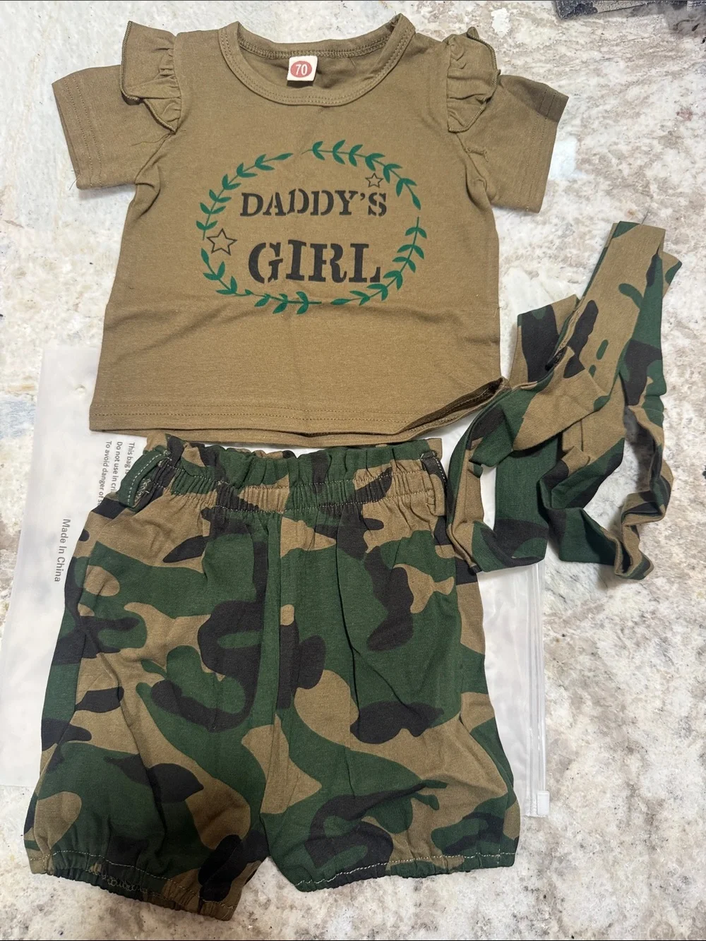 Daddy's Girl Olive Green Camouflage Baby Set